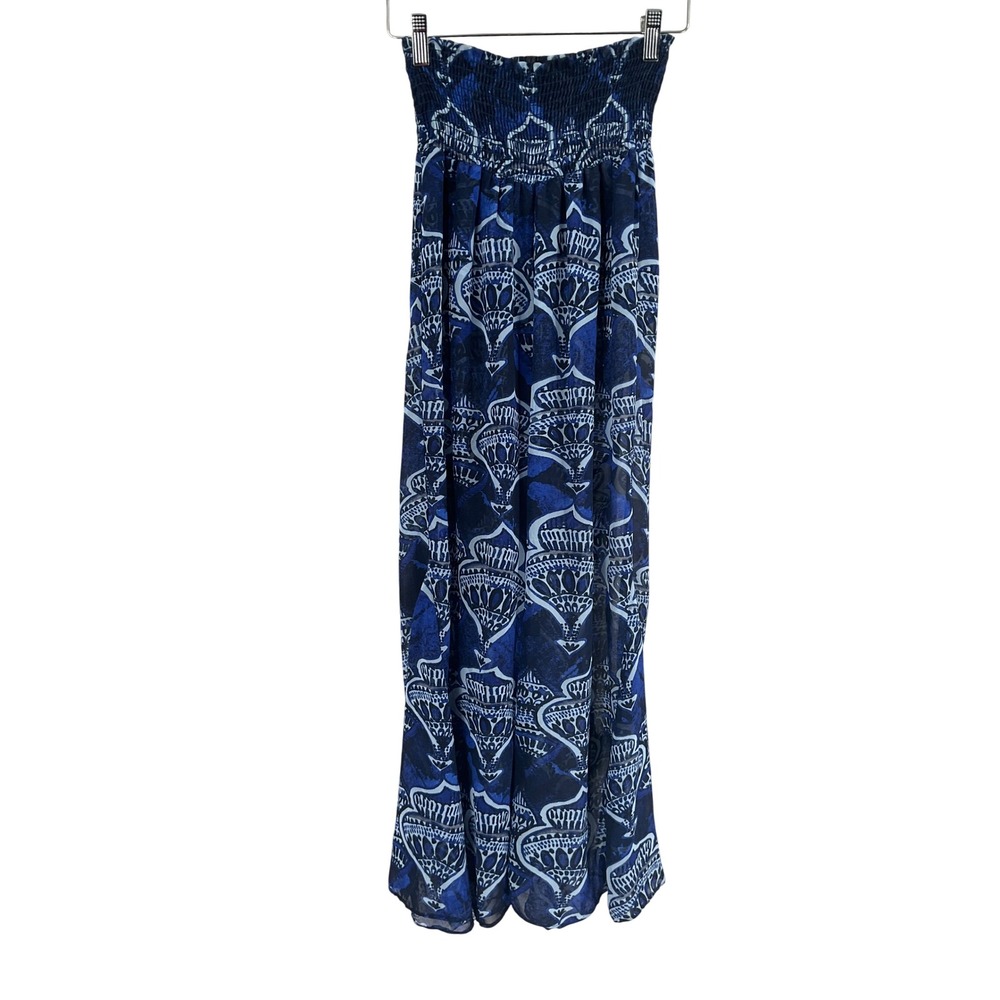 Show Me Your Mumu Sheer Pants Womens M Blue Smocked Boho‎ Coastal Resort Beach